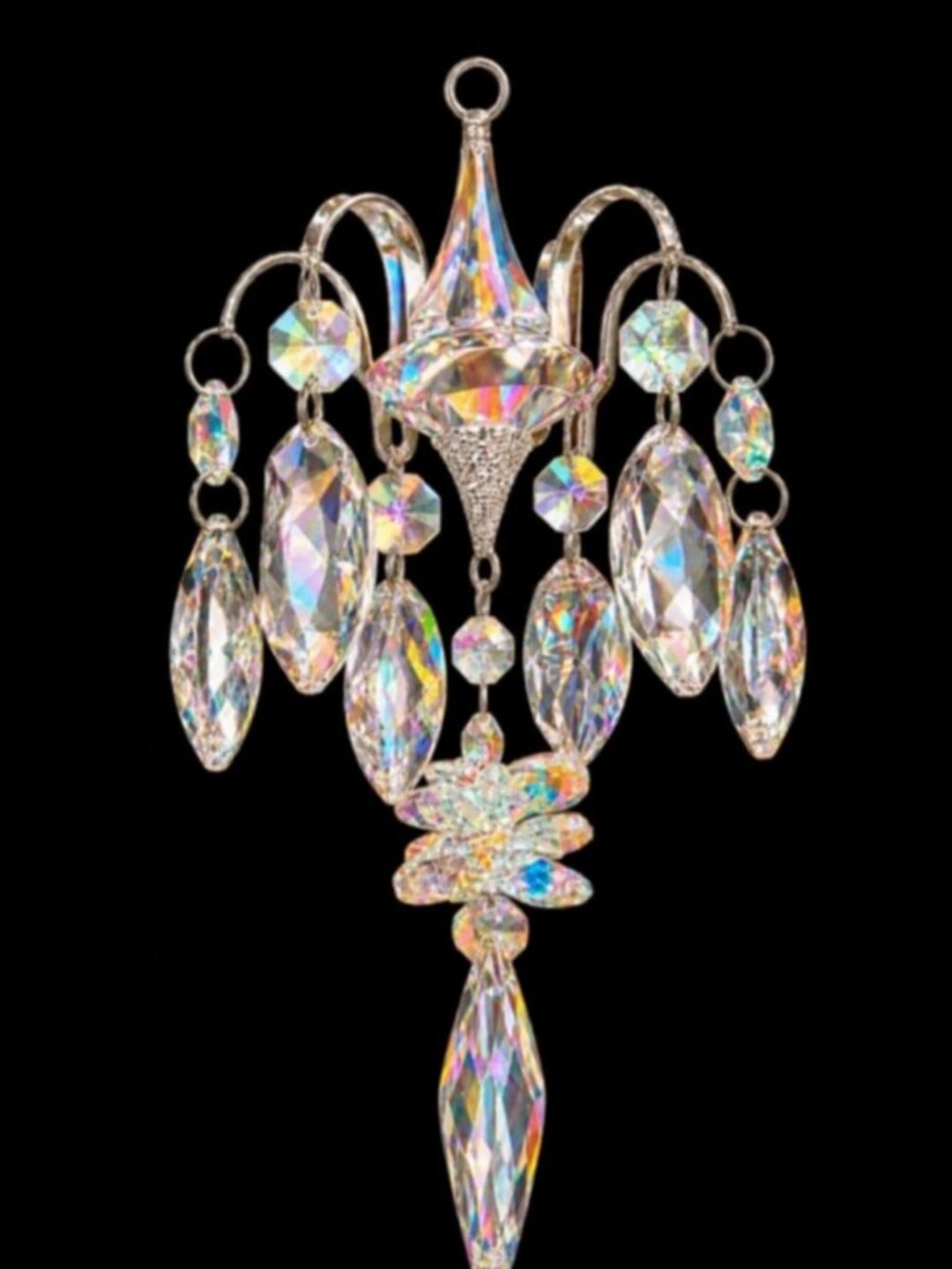Iridescent Glass Chandelier-Style Hanging Ornament / Suncatcher